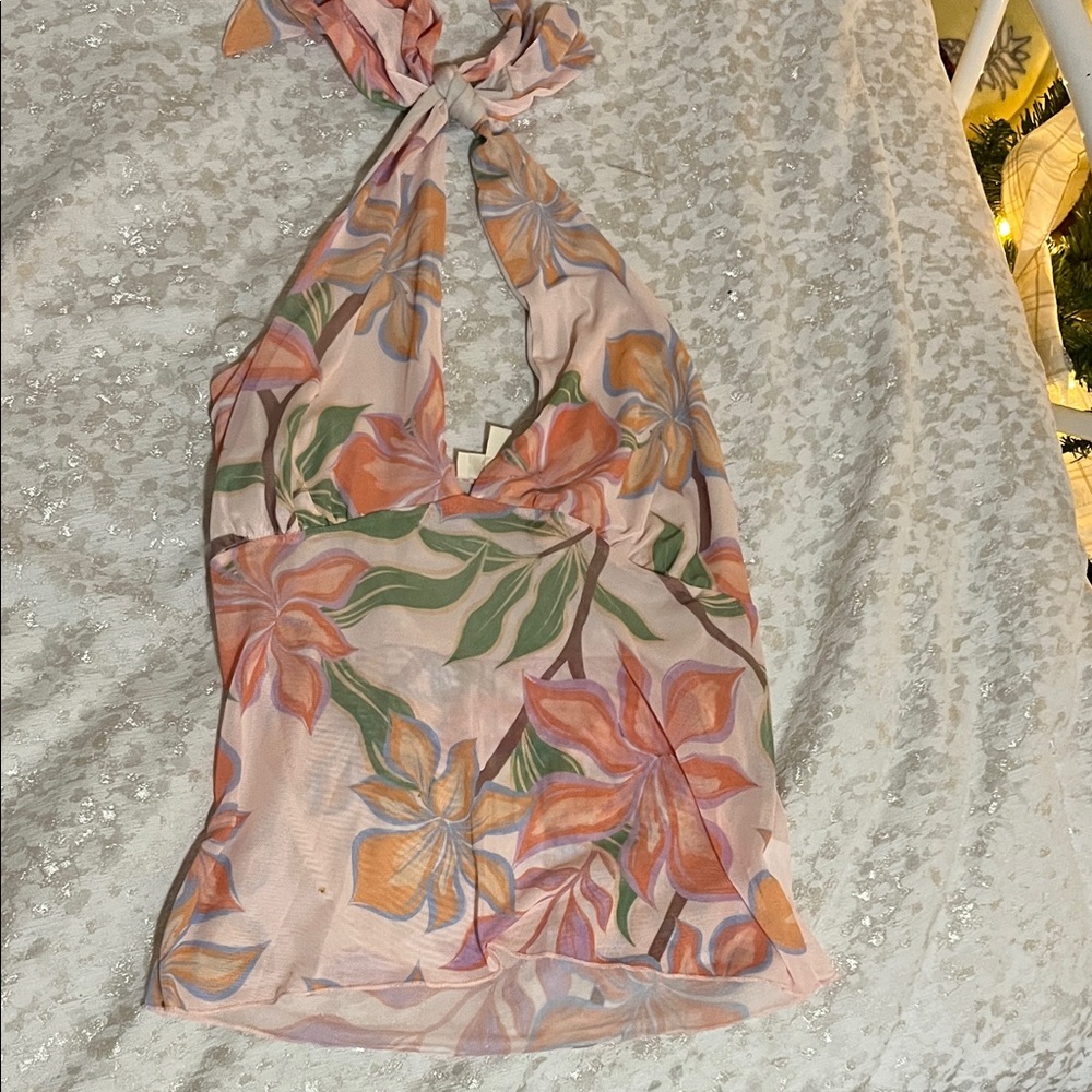 See You Monday Floral Tank Top - Pink and Orange